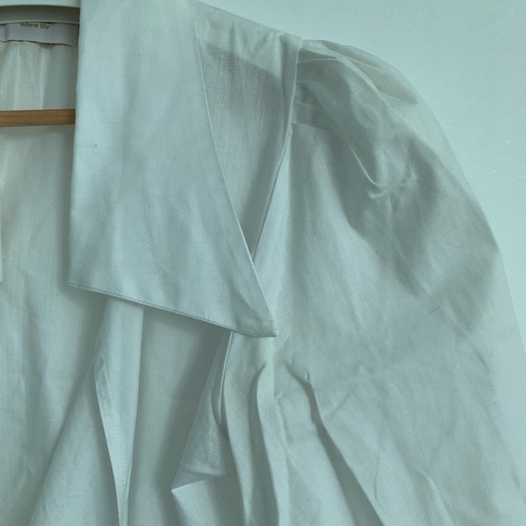 Maison Cléo US2-4 puff sleeve wrap blouse cropped white - Picture 2 of 5